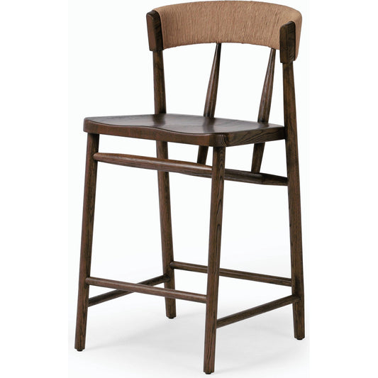 Buxton Counter Stool by Four Hands. Made from solid oak, rush in a modern style.