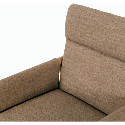 Almada Dining Armchair by Four Hands in valencia camel, distressed natural. Made from top grain leather, solid parawood, 100% polyester in a transitional style.