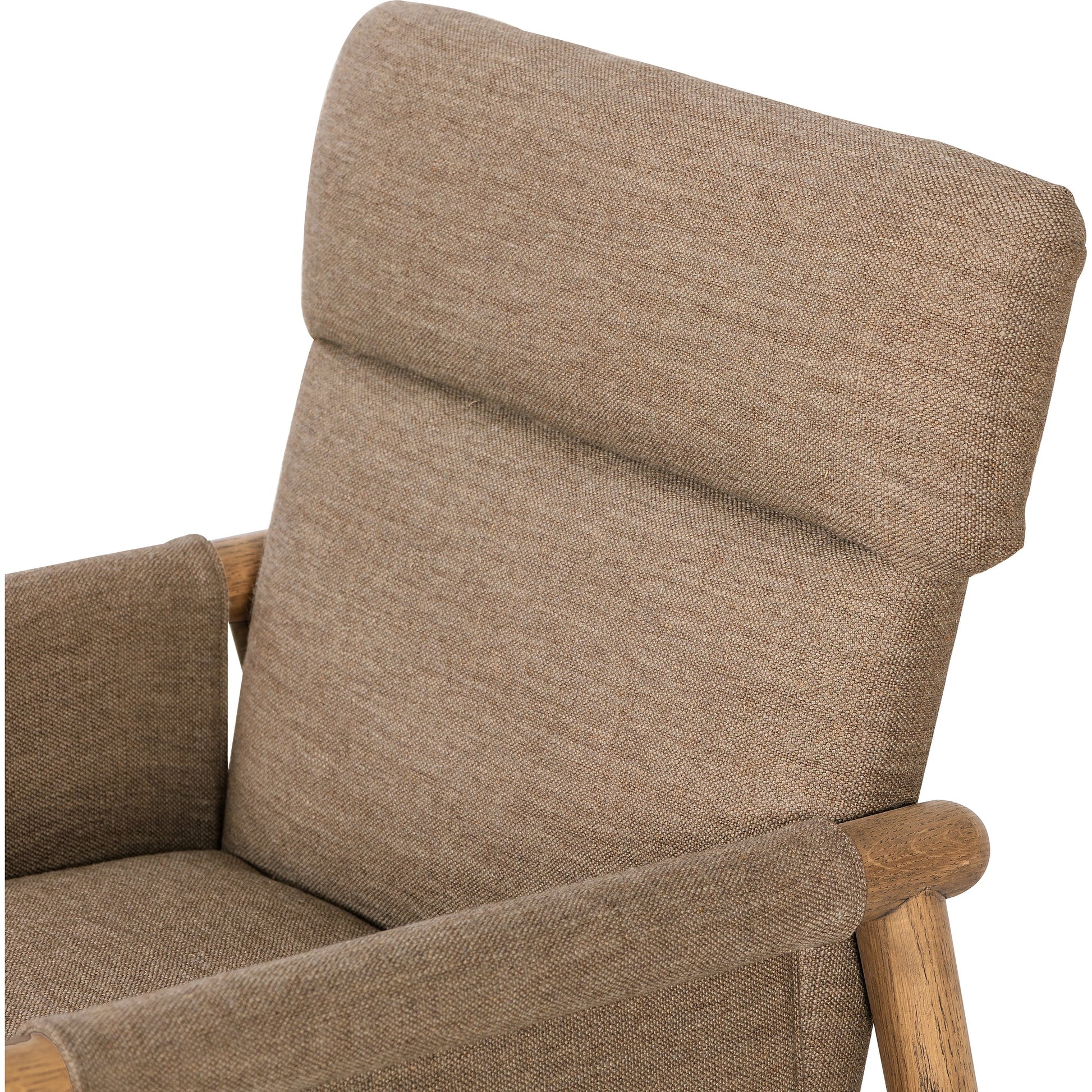 Almada Dining Armchair by Four Hands in valencia camel, distressed natural. Made from top grain leather, solid parawood, 100% polyester in a transitional style.