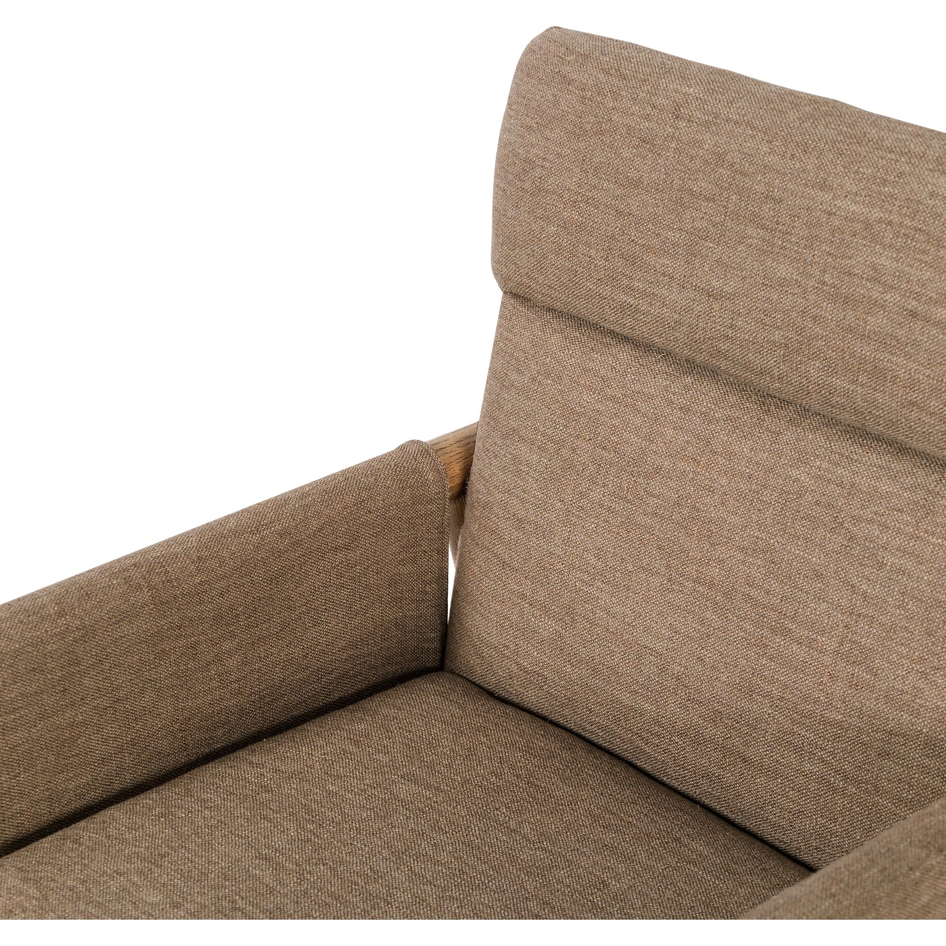 Almada Dining Armchair by Four Hands in valencia camel, distressed natural. Made from top grain leather, solid parawood, 100% polyester in a transitional style.