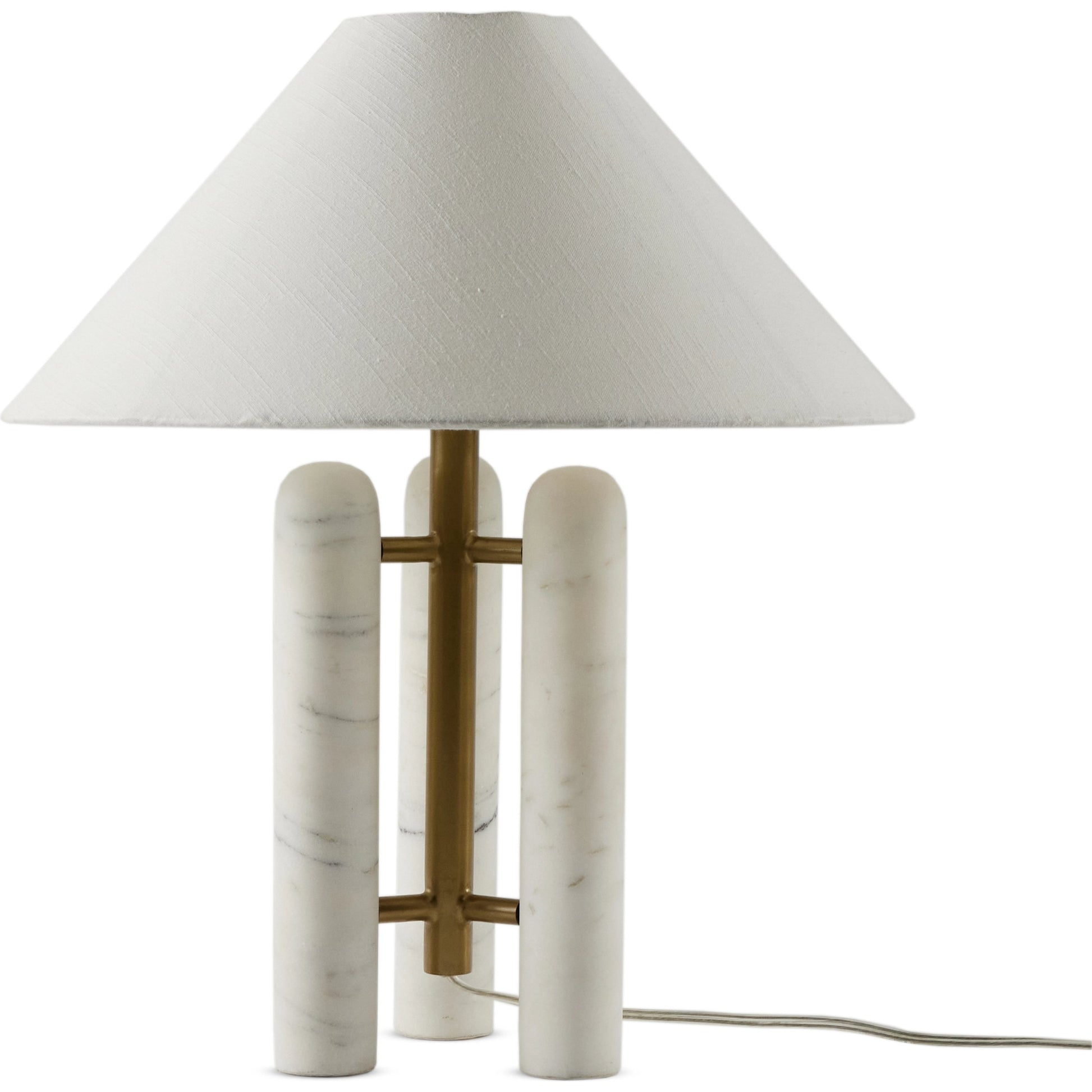 Medici Table Lamp by Four Hands in charcoal, white marble. Made from solid marble, 60% polyester, 40% viscose (rayon), stainless steel in a modern style.