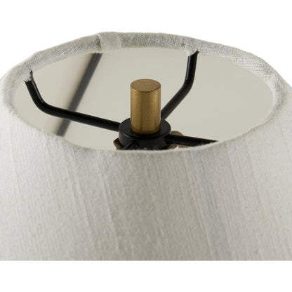 Medici Table Lamp by Four Hands in charcoal, white marble. Made from solid marble, 60% polyester, 40% viscose (rayon), stainless steel in a modern style.