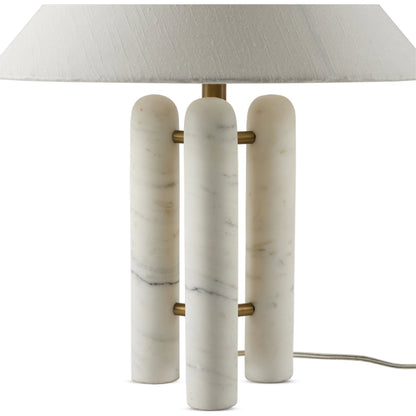 Medici Table Lamp by Four Hands in charcoal, white marble. Made from solid marble, 60% polyester, 40% viscose (rayon), stainless steel in a modern style.