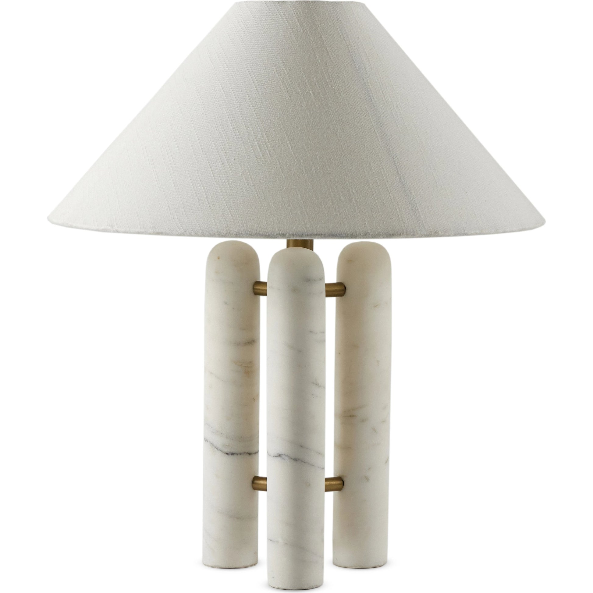 Medici Table Lamp by Four Hands in charcoal, white marble. Made from solid marble, 60% polyester, 40% viscose (rayon), stainless steel in a modern style.