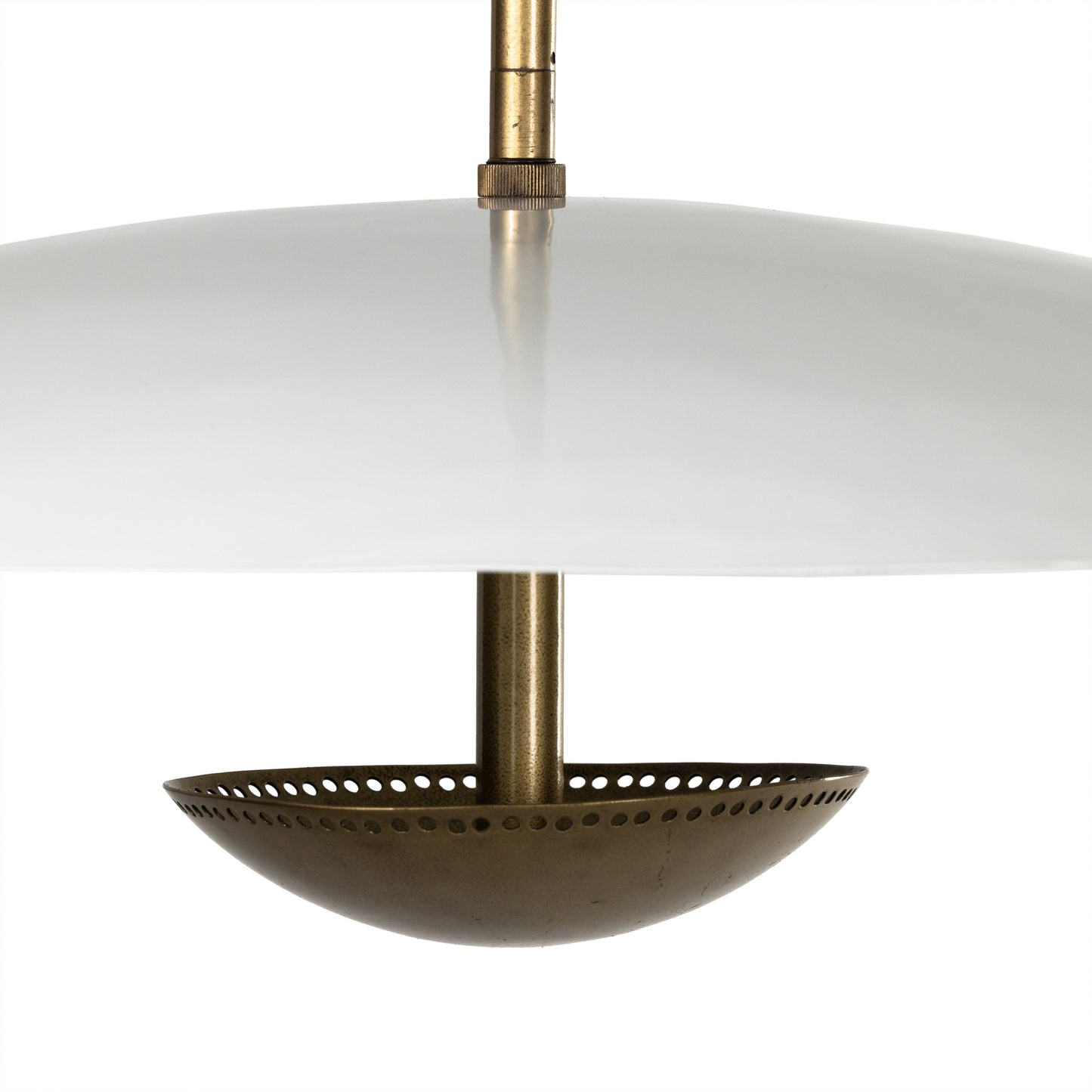 003 SI-1902004 | Closeup | Oren Pendant by Four Hands in antique brass. Made from iron in a modern style.