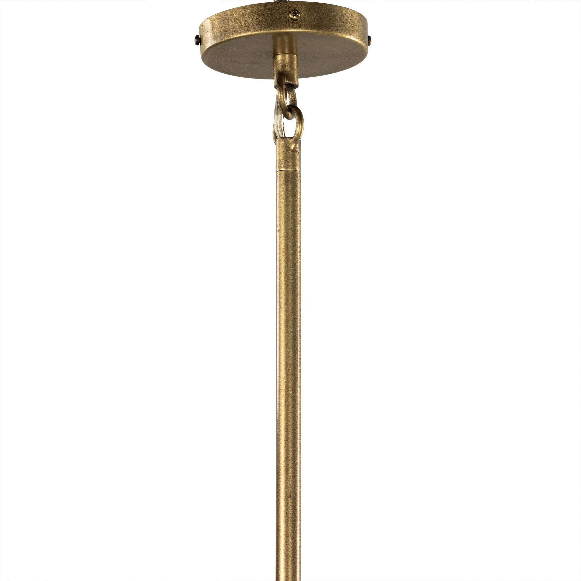 Oren Pendant by Four Hands in antique brass. Made from iron in a modern style.