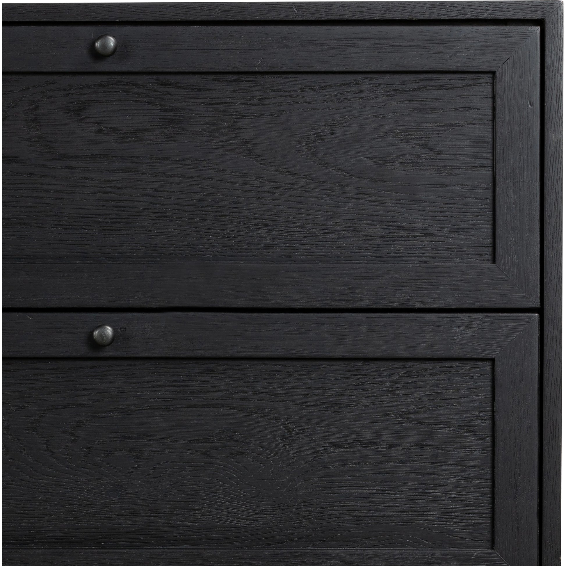 Millie 9 Drawer Dresser by Four Hands in drifted matte black. Made from oak veneer, solid parawood, iron in a modern style.