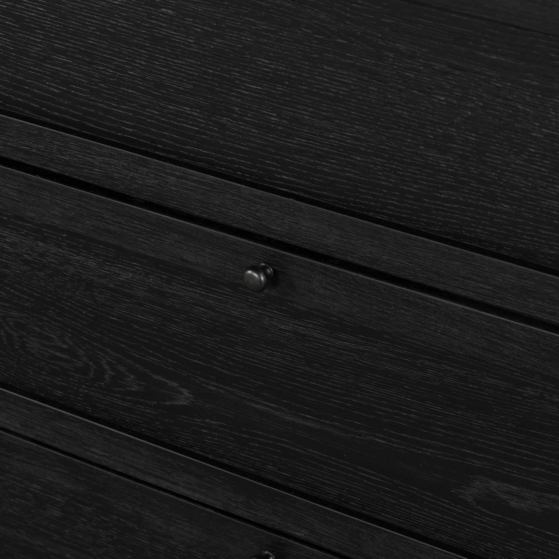 Millie 9 Drawer Dresser by Four Hands in drifted matte black. Made from oak veneer, solid parawood, iron in a modern style.
