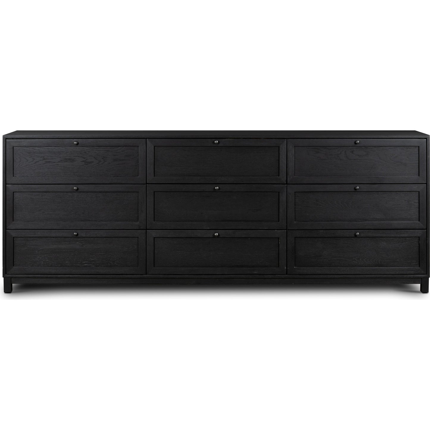 002 SI-2001641 | Additional Silo | Millie 9 Drawer Dresser by Four Hands in drifted matte black. Made from oak veneer, solid parawood, iron in a modern style.