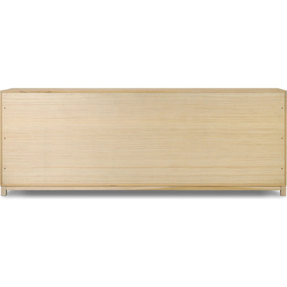 Millie 9 Drawer Dresser by Four Hands in bleached oak veneer, light bleach rubberwood. Made from oak veneer, solid parawood in a transitional style.