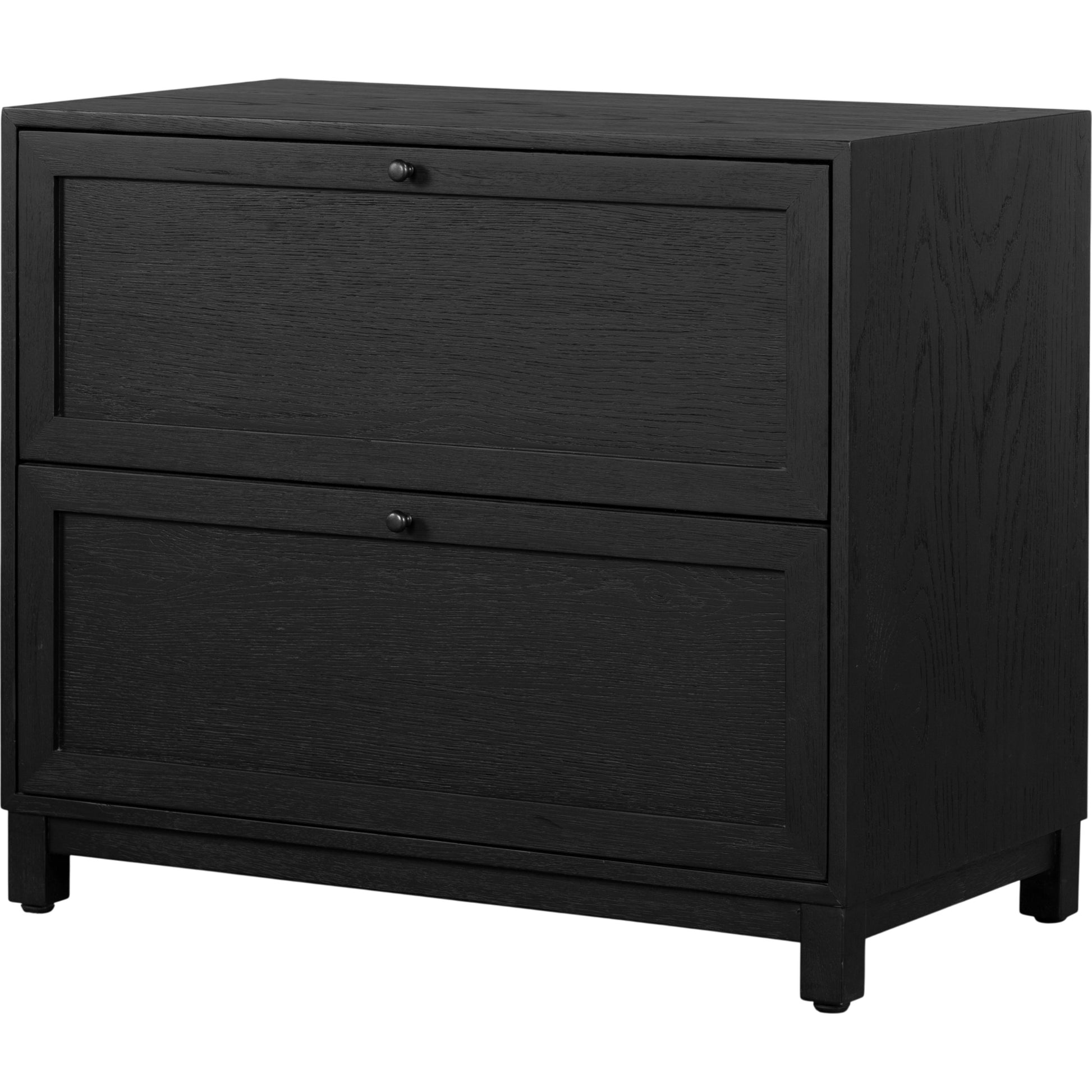 Millie Nightstand by Four Hands in drifted matte black veneer, antique pewter, drifted oak. Made from unique in a modern style.