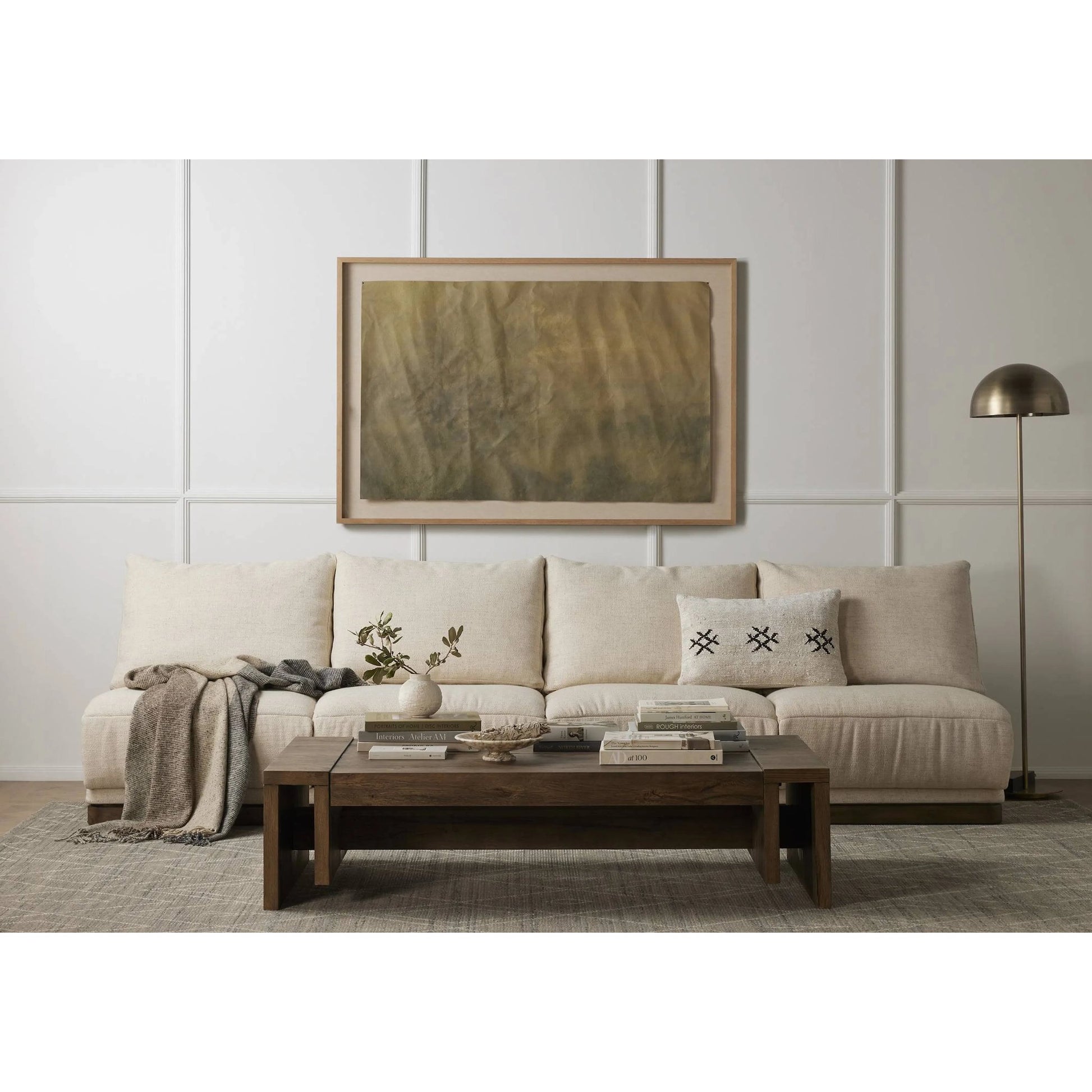 Expanse by Aileen Fitzgerald by Four Hands. Made from vertical grain 2.5 white oak, canvas in a cottage & farmhouse style.