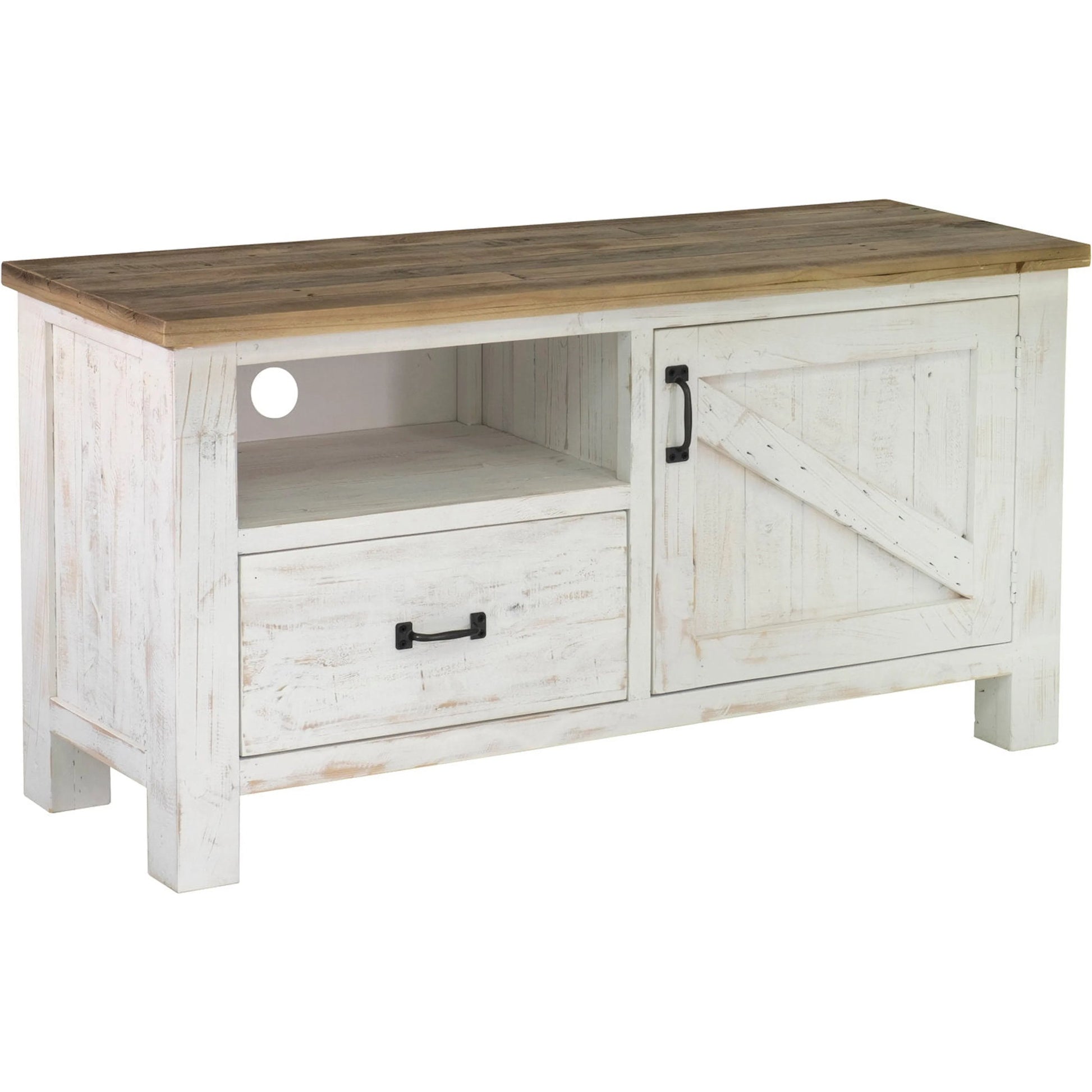 Provence Media Unit by LH Imports in white, brown. Made from reclaimed pine in a cottage & farmhouse style.