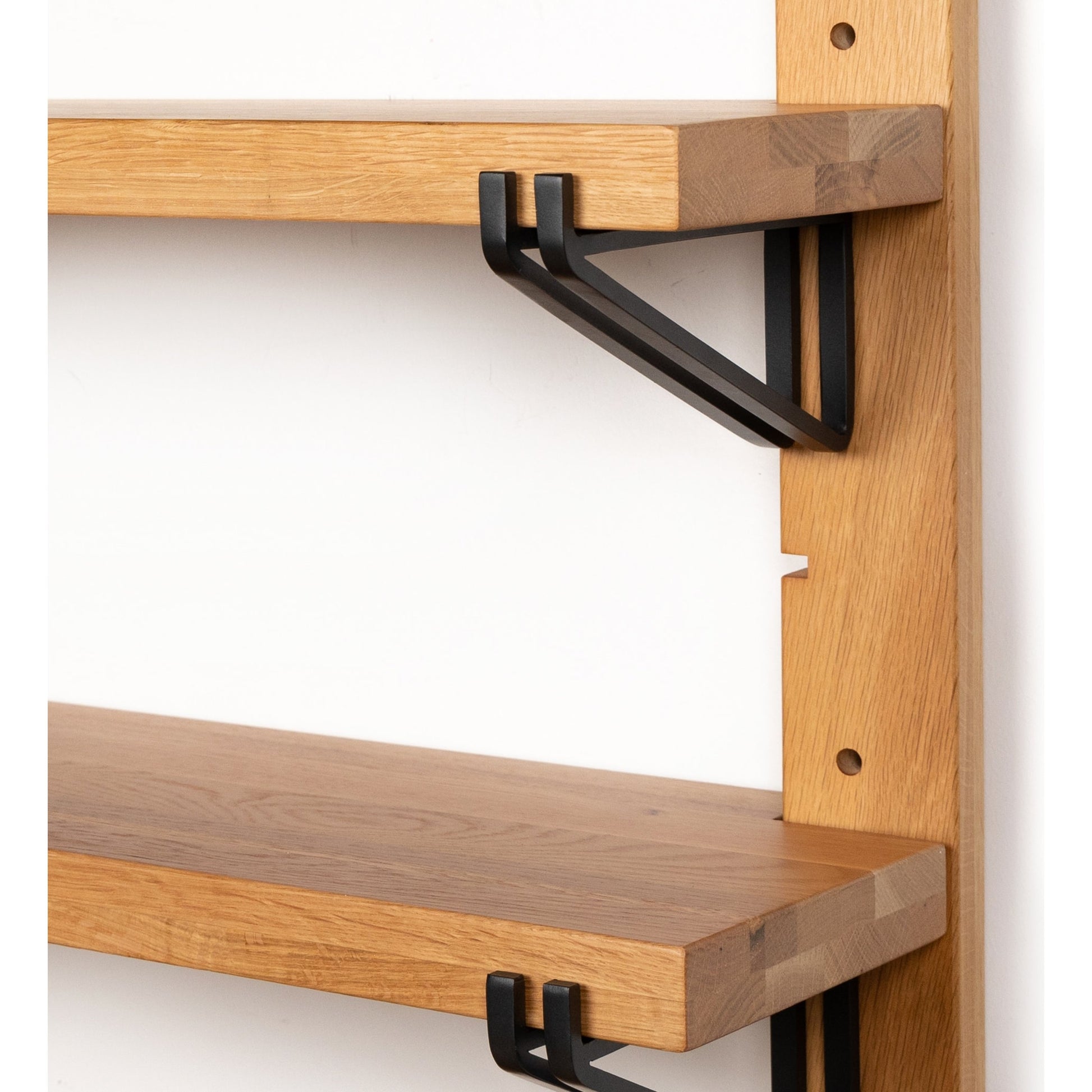 Pivott Shelf by Four Hands in dark iron, natural oak. Made from iron, oak veneer, solid oak in a rustic style.