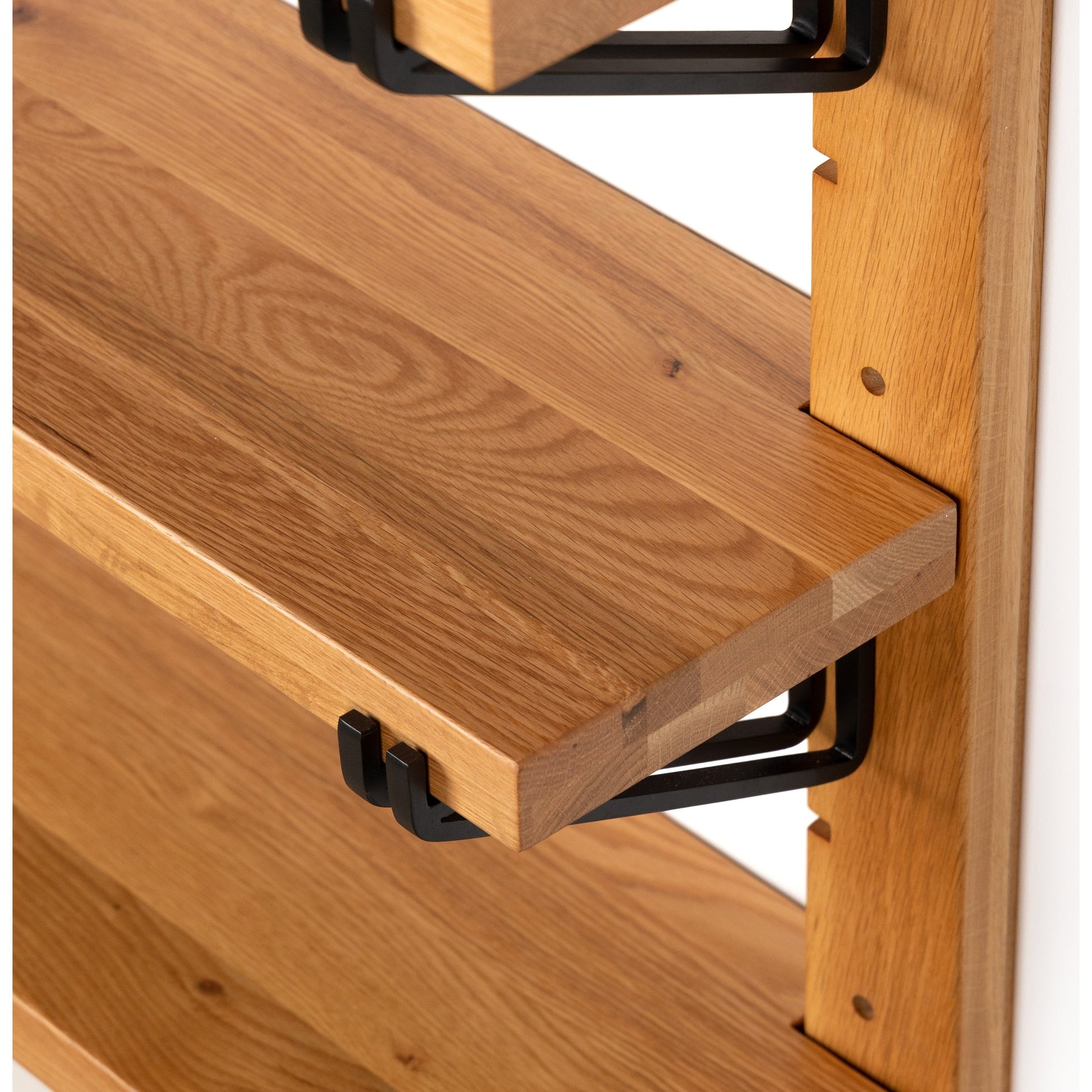 Pivott Shelf by Four Hands in dark iron, natural oak. Made from iron, oak veneer, solid oak in a rustic style.