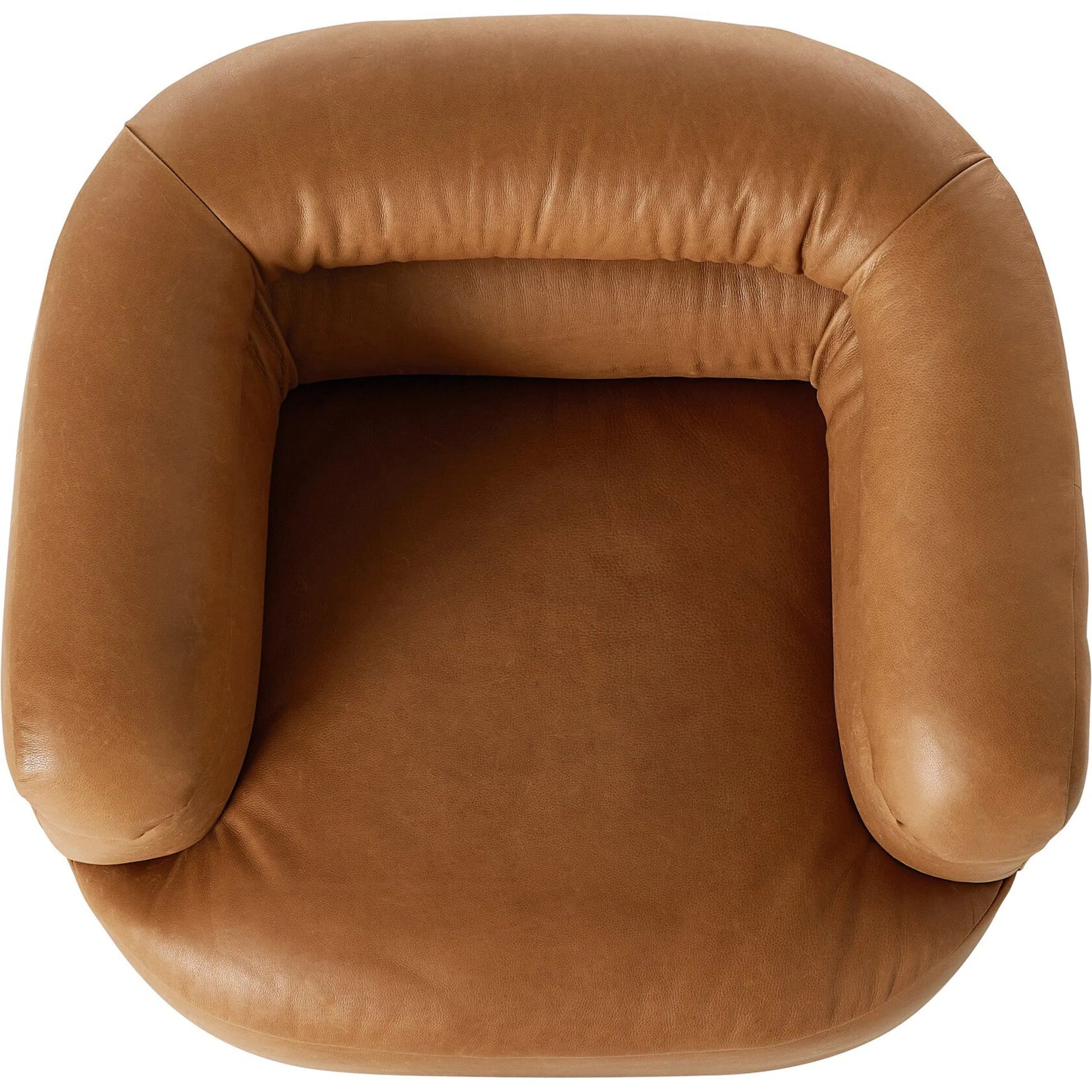 Gerrie Swivel Chair by Four Hands in brickhouse butterscotch. Made from top grain leather in a unique style.