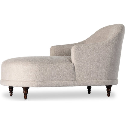 Marnie Chaise Lounge by Four Hands in knoll mink. Made from 95% polyester, 5% acrylic, solid rosa morada, pine plywood in a modern style.