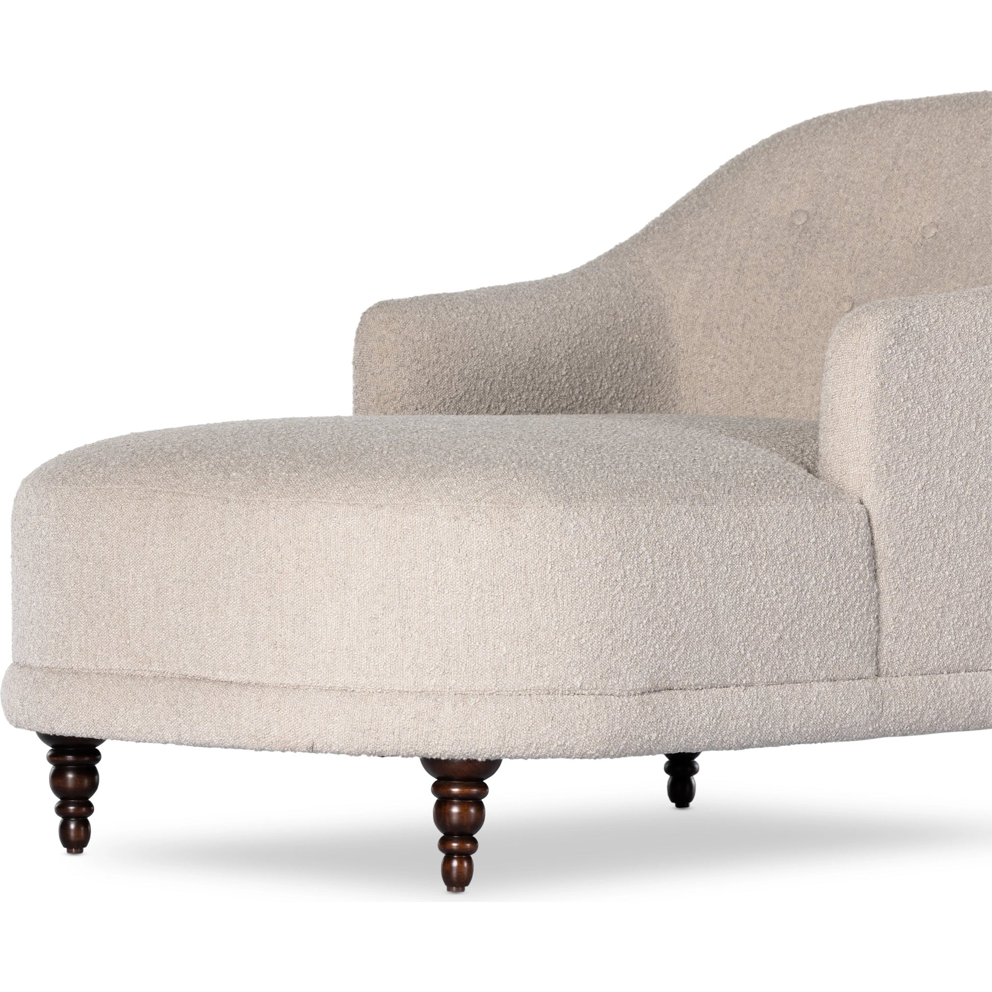 Marnie Chaise Lounge by Four Hands in knoll mink. Made from 95% polyester, 5% acrylic, solid rosa morada, pine plywood in a modern style.