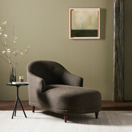 Marnie Chaise Lounge by Four Hands in knoll mink. Made from 95% polyester, 5% acrylic, solid rosa morada, pine plywood in a modern style.