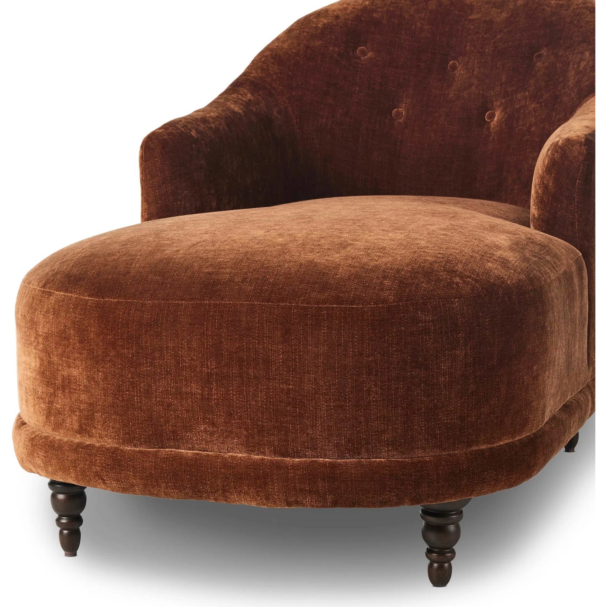 Marnie Velvet Chaise Lounge by Four Hands. Made from 100% polyester, solid rosa morada in a unique style.