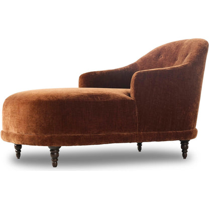 Marnie Velvet Chaise Lounge by Four Hands. Made from 100% polyester, solid rosa morada in a unique style.