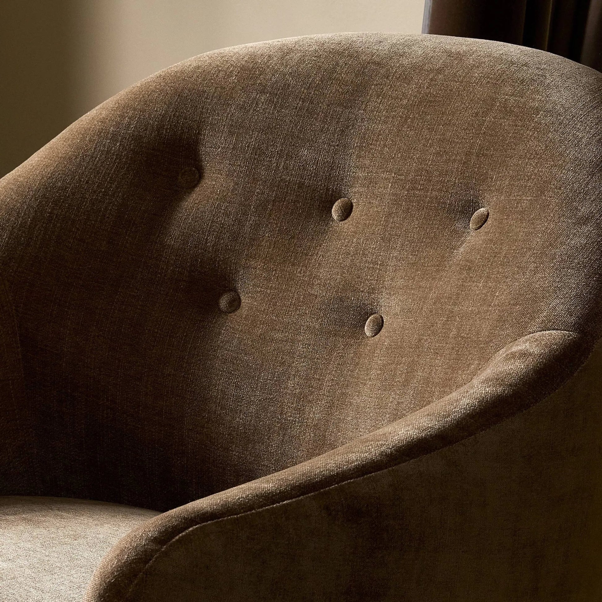 Marnie Velvet Chaise Lounge by Four Hands in altair mushroom, aged sienna. Made from 100% polyester, solid rosa morada in a unique style.