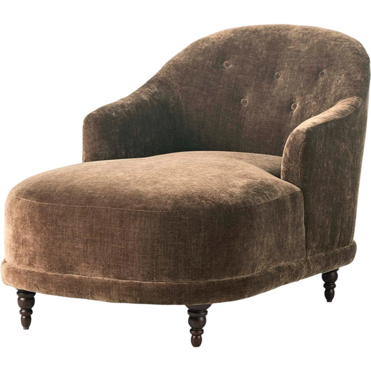 Marnie Chaise Lounge by Four Hands in altair mushroom, aged sienna. Made from 100% polyester, solid rosa morada in a unique style.