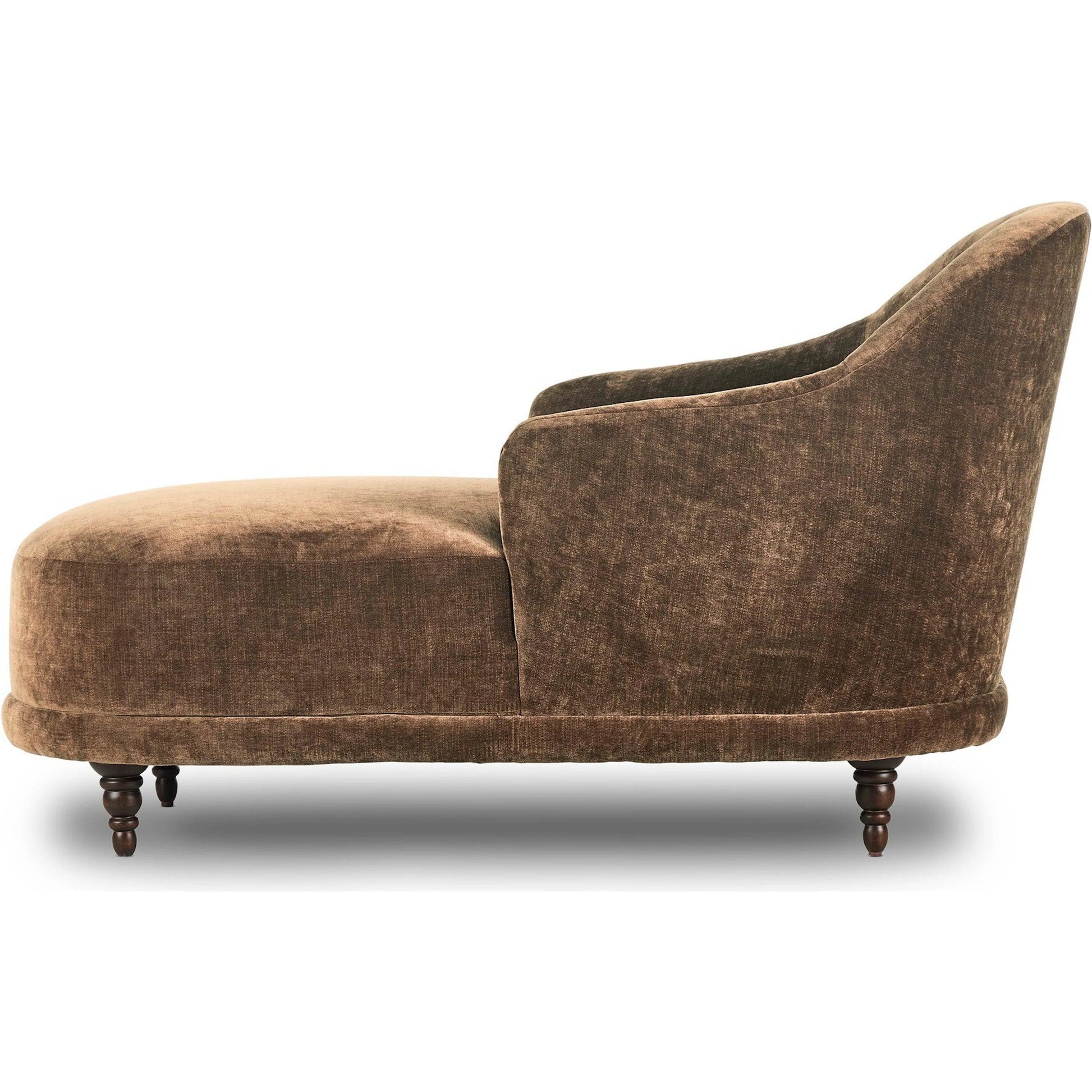 Marnie Velvet Chaise Lounge by Four Hands in altair mushroom, aged sienna. Made from 100% polyester, solid rosa morada in a unique style.