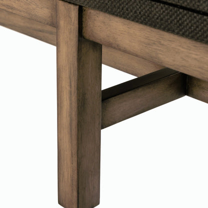 Fiona 6 Drawer Dresser by Four Hands in black raffia. Made from solid mahogany, sugar palm, iron in a modern style.