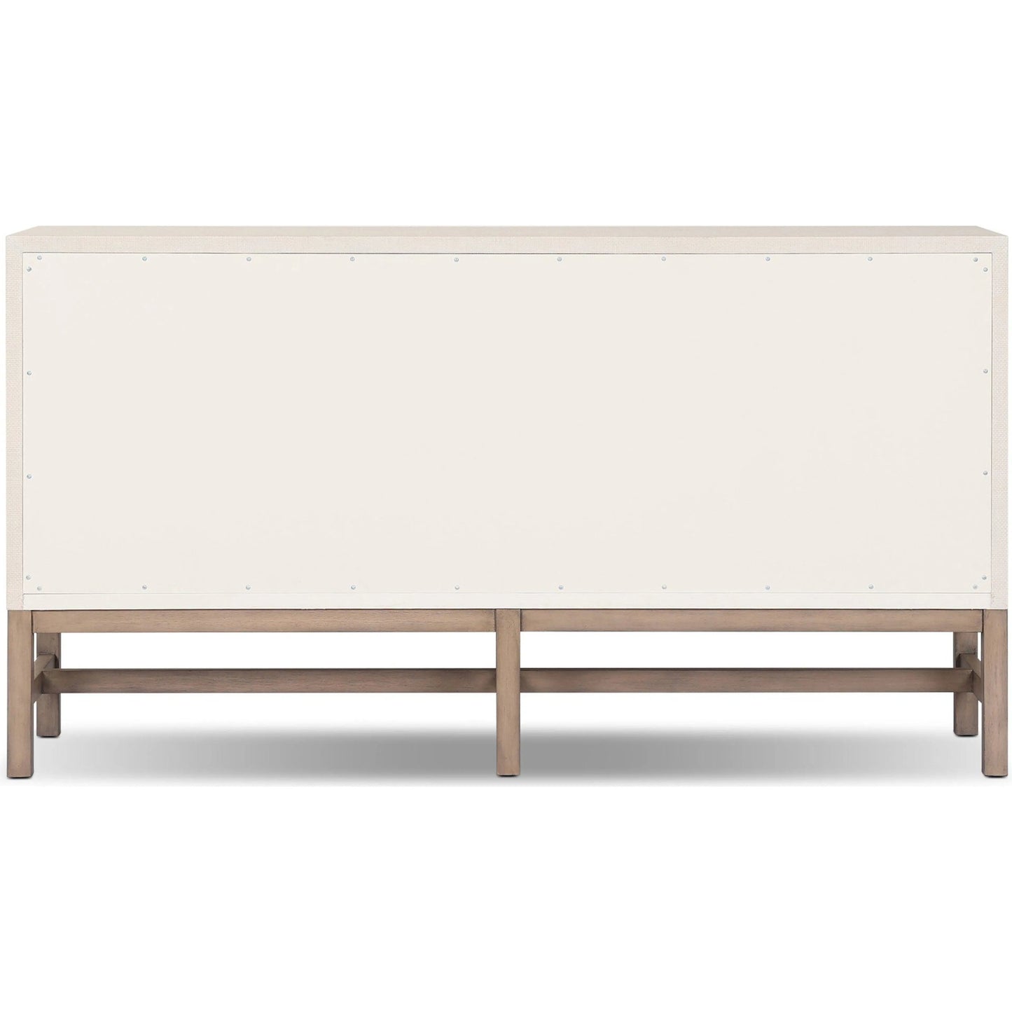 004 SI-2519171 | Additional Silo | Fiona 6 Drawer Dresser by Four Hands in ivory painted raffia, russet mahogany, light antique brass. Made from sugar palm, solid mahogany, steel in a transitional style.