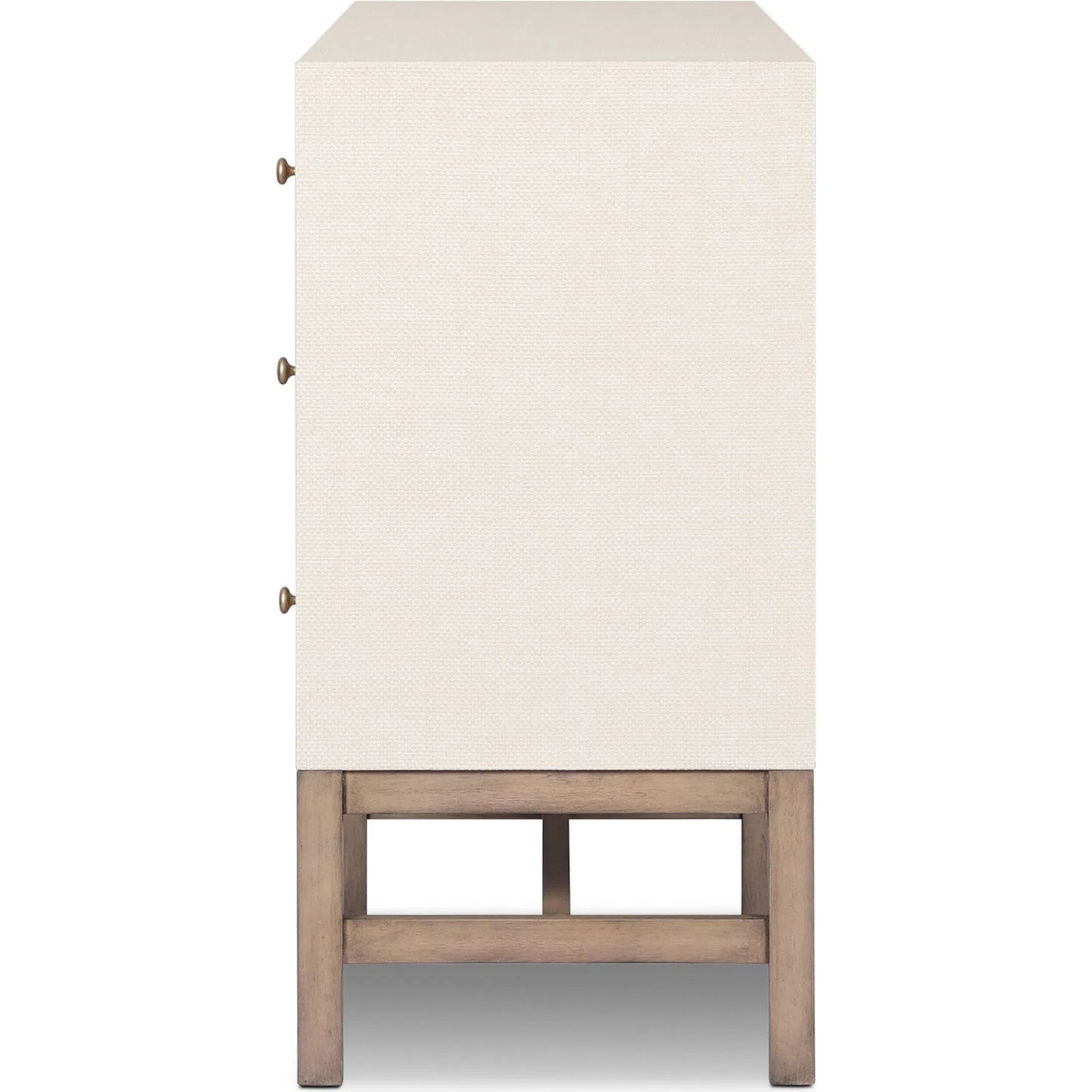 003 SI-2519171 | Additional Silo | Fiona 6 Drawer Dresser by Four Hands in ivory painted raffia, russet mahogany, light antique brass. Made from sugar palm, solid mahogany, steel in a transitional style.