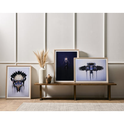 Black Horse Running by Boyd Elder by Four Hands. Made from vertical grain white oak, acrylic glazing in a eclectic & global style.
