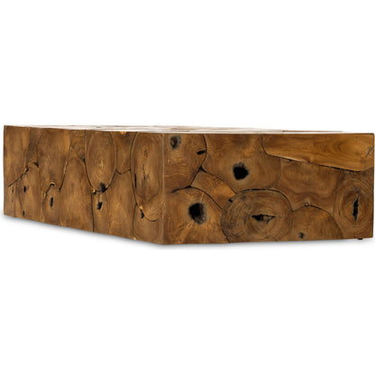 Tomlin Outdoor Coffee Table by Four Hands in teak root. Made from solid teak in a modern style.