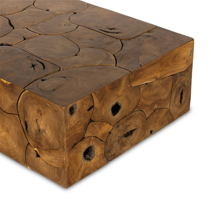 Tomlin Outdoor Coffee Table by Four Hands in teak root. Made from solid teak in a modern style.