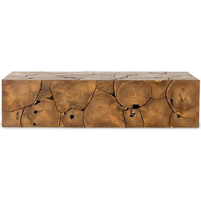 Tomlin Outdoor Coffee Table by Four Hands in teak root. Made from solid teak in a modern style.
