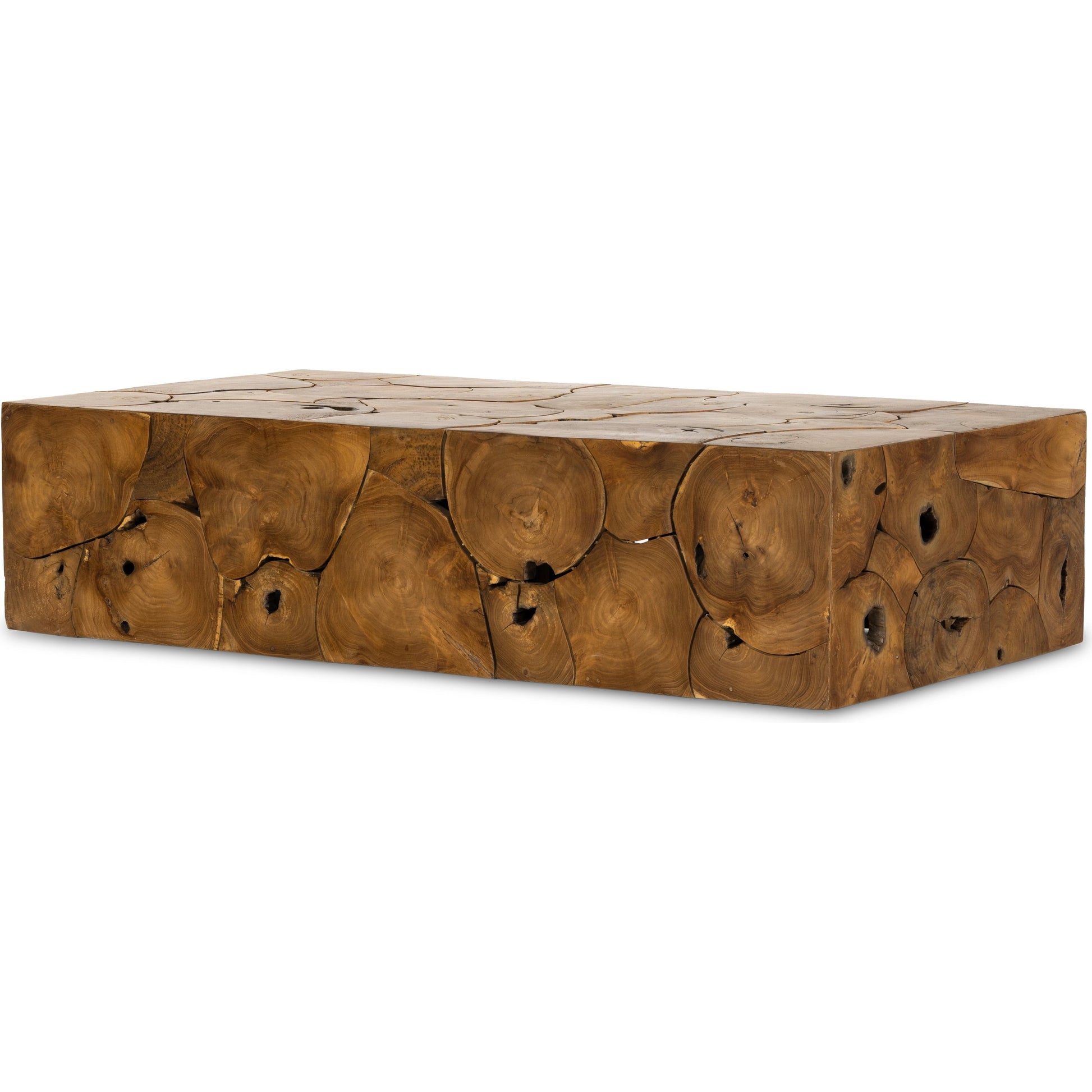 Tomlin Outdoor Coffee Table by Four Hands in teak root. Made from solid teak in a modern style.