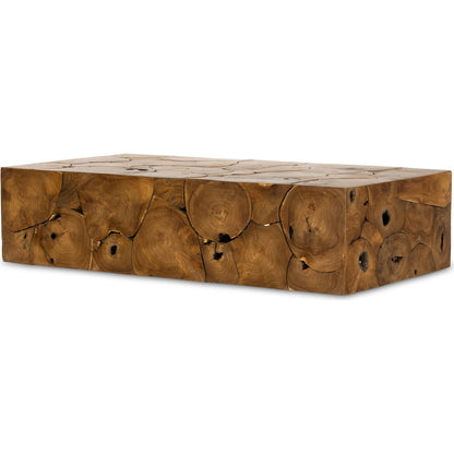 Tomlin Outdoor Coffee Table by Four Hands in teak root. Made from solid teak in a modern style.