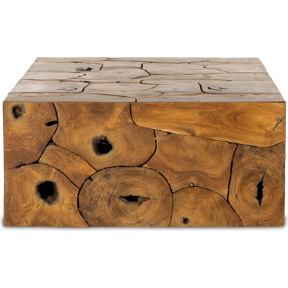 Tomlin Outdoor Coffee Table by Four Hands in teak root. Made from solid teak in a modern style.
