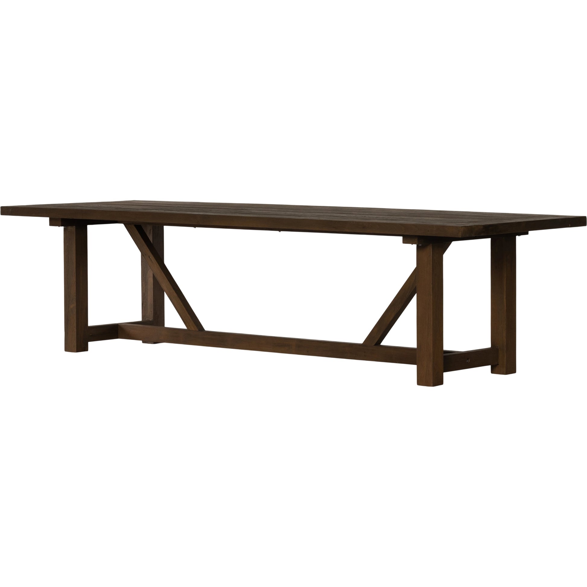 Stewart Outdoor Dining Table by Four Hands in stained heritage brown-fsc. Made from solid fsc® reclaimed teak in a modern style.