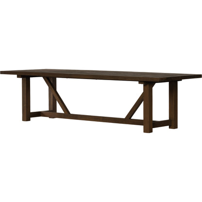 Stewart Outdoor Dining Table by Four Hands in stained heritage brown-fsc. Made from solid fsc® reclaimed teak in a modern style.
