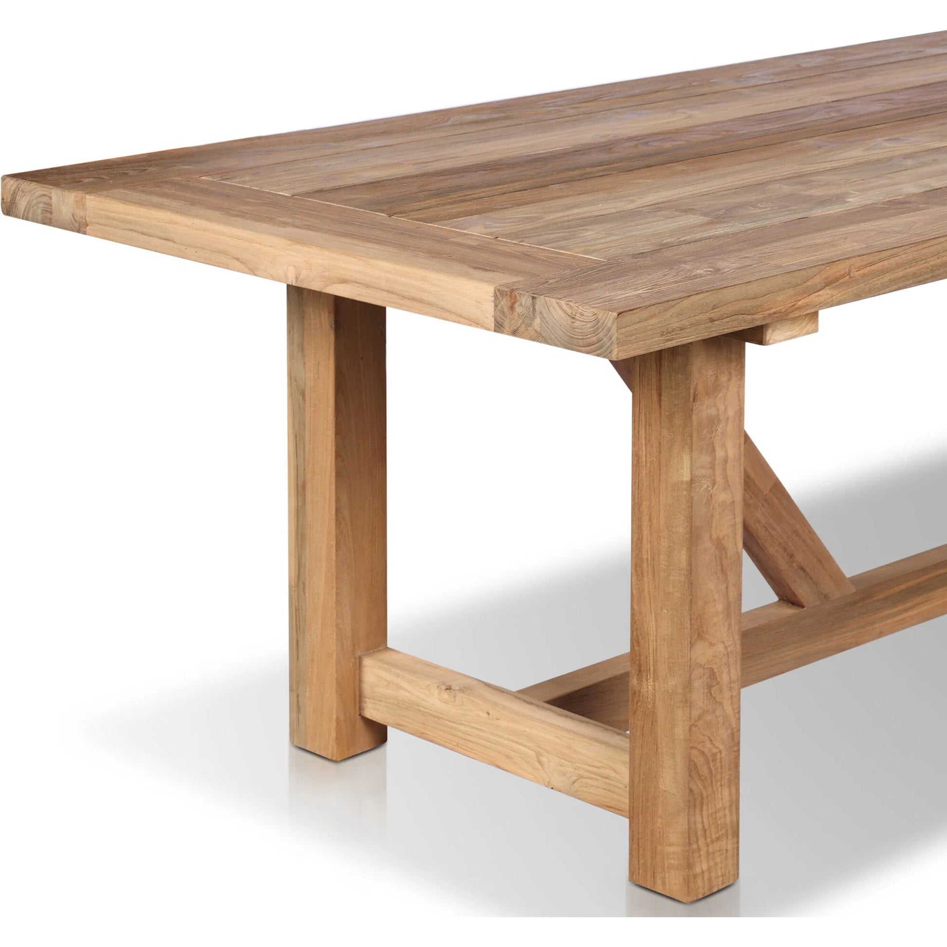 Stewart Outdoor Dining Table by Four Hands in stained heritage brown-fsc. Made from solid fsc® reclaimed teak in a modern style.