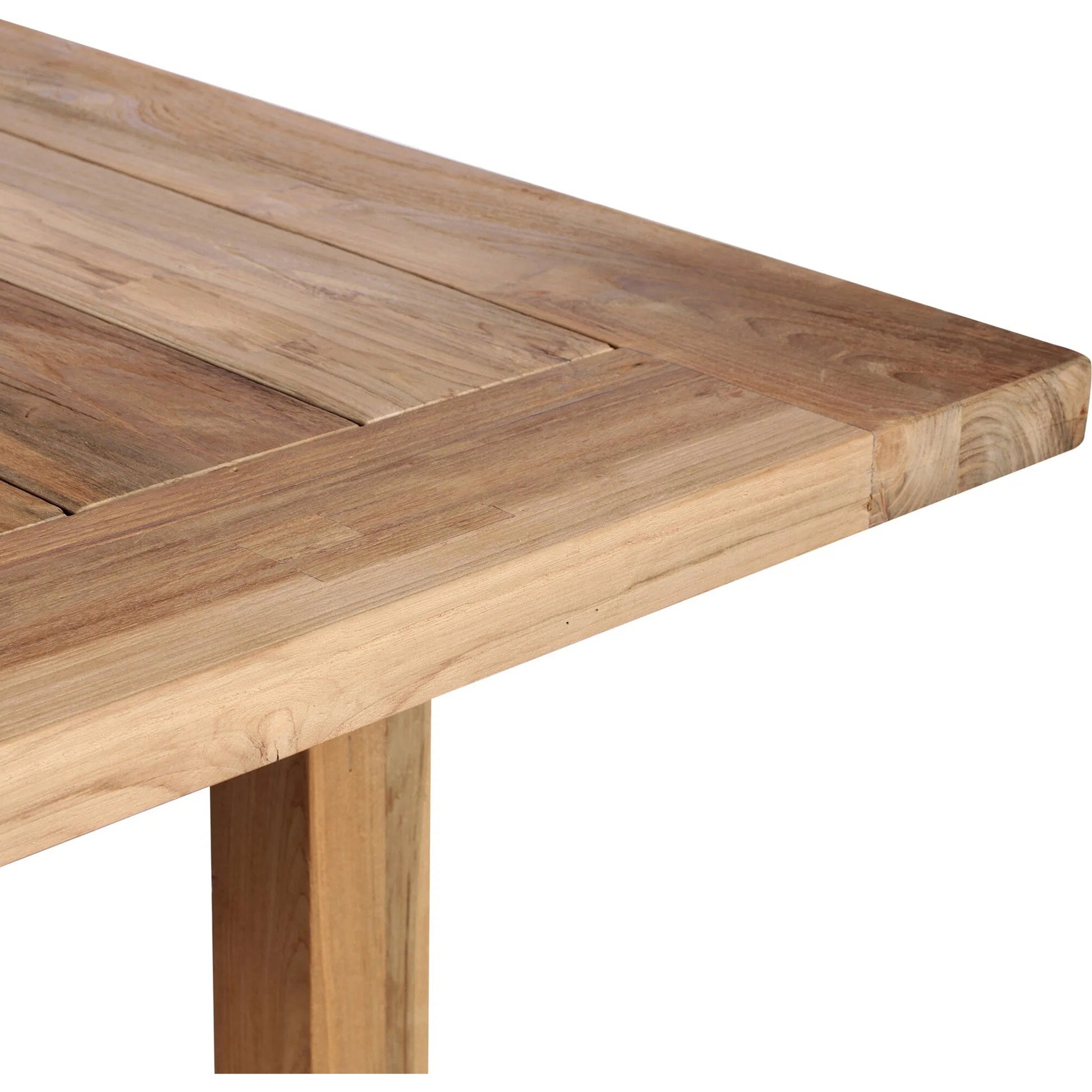 Stewart Outdoor Dining Table by Four Hands in stained heritage brown-fsc. Made from solid fsc® reclaimed teak in a modern style.