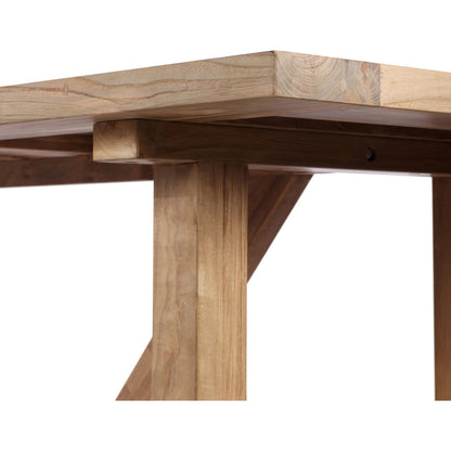 Stewart Outdoor Dining Table by Four Hands in stained heritage brown-fsc. Made from solid fsc® reclaimed teak in a modern style.