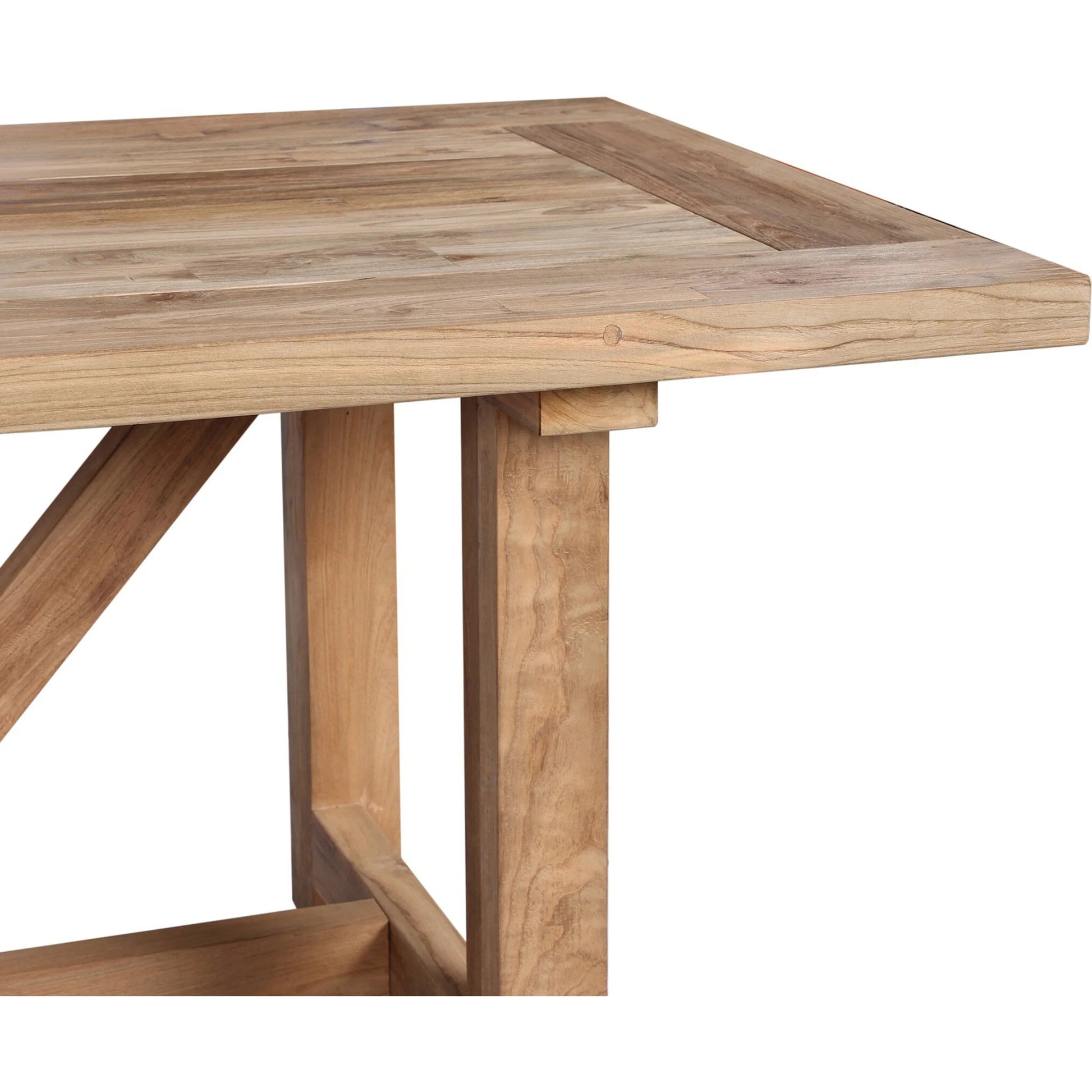 Stewart Outdoor Dining Table by Four Hands in stained heritage brown-fsc. Made from solid fsc® reclaimed teak in a modern style.