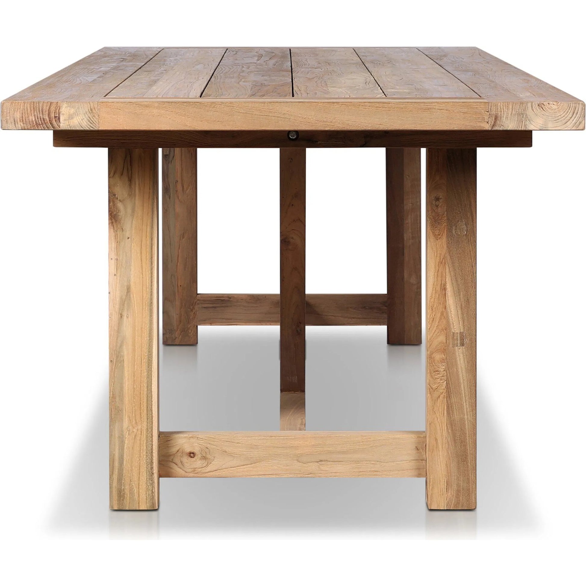 Stewart Outdoor Dining Table by Four Hands in stained heritage brown-fsc. Made from solid fsc® reclaimed teak in a modern style.