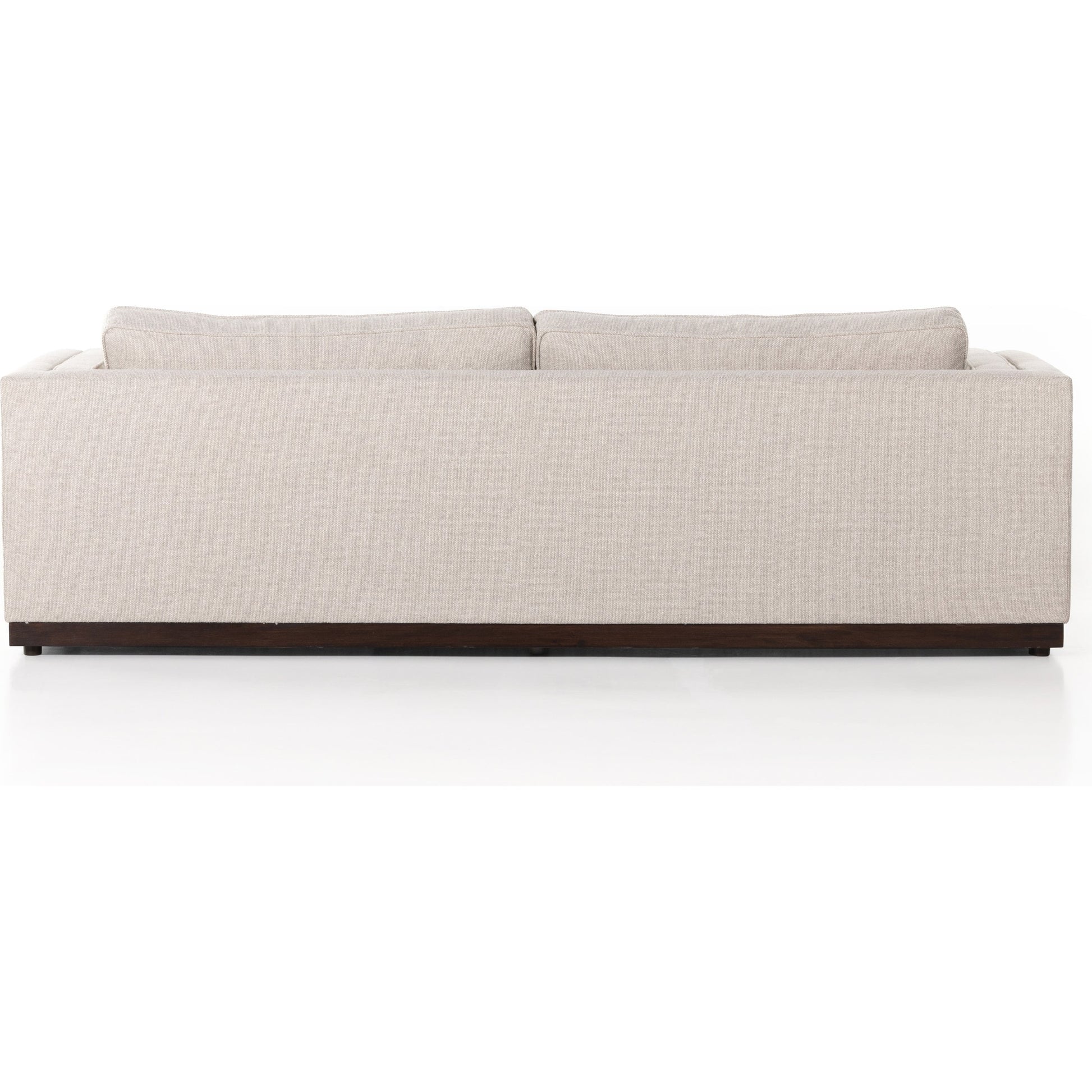 Lawrence Sofa by Four Hands in nova taupe, dark auburn. Made from 100% polyester, solid rosa morada, pine plywood in a transitional style.