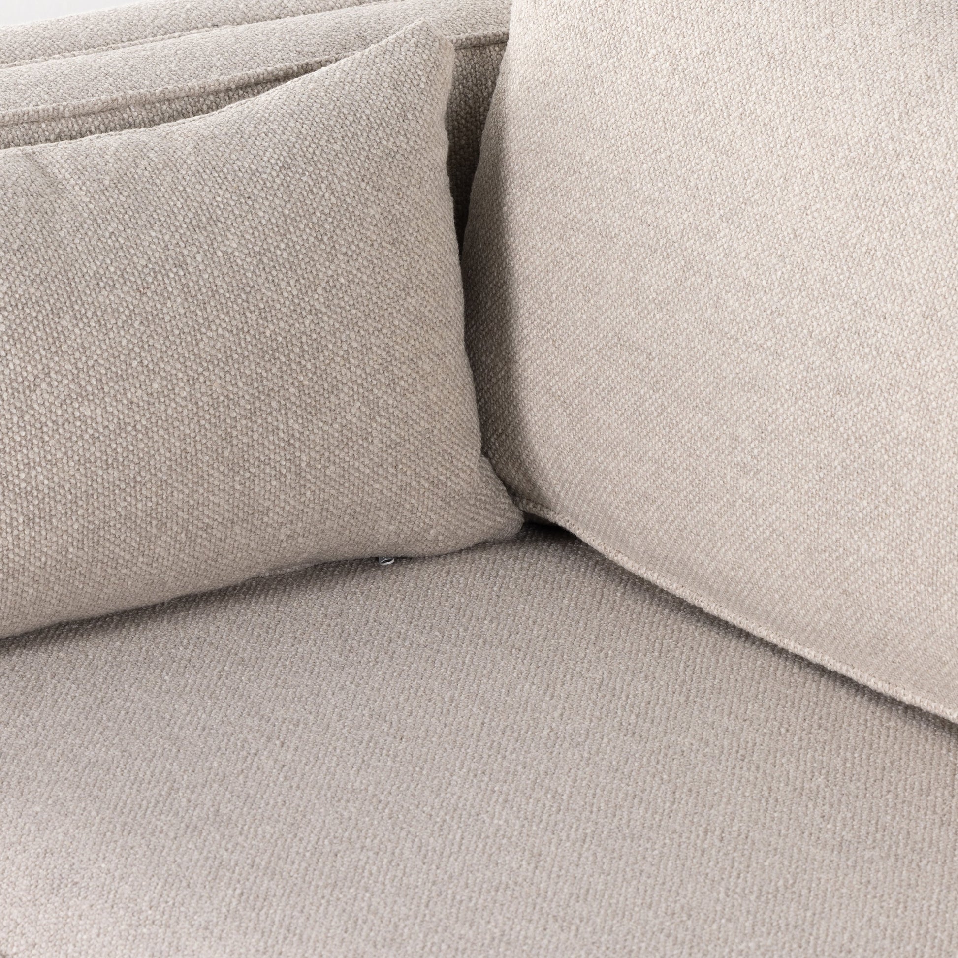 Lawrence Sofa by Four Hands in nova taupe, dark auburn. Made from 100% polyester, solid rosa morada, pine plywood in a transitional style.