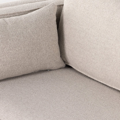 Lawrence Sofa by Four Hands in nova taupe, dark auburn. Made from 100% polyester, solid rosa morada, pine plywood in a transitional style.