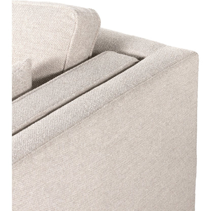 Lawrence Sofa by Four Hands in nova taupe, dark auburn. Made from 100% polyester, solid rosa morada, pine plywood in a transitional style.