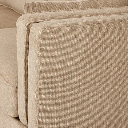 Lawrence Sofa by Four Hands in nova taupe, dark auburn. Made from 100% polyester, solid rosa morada, pine plywood in a transitional style.